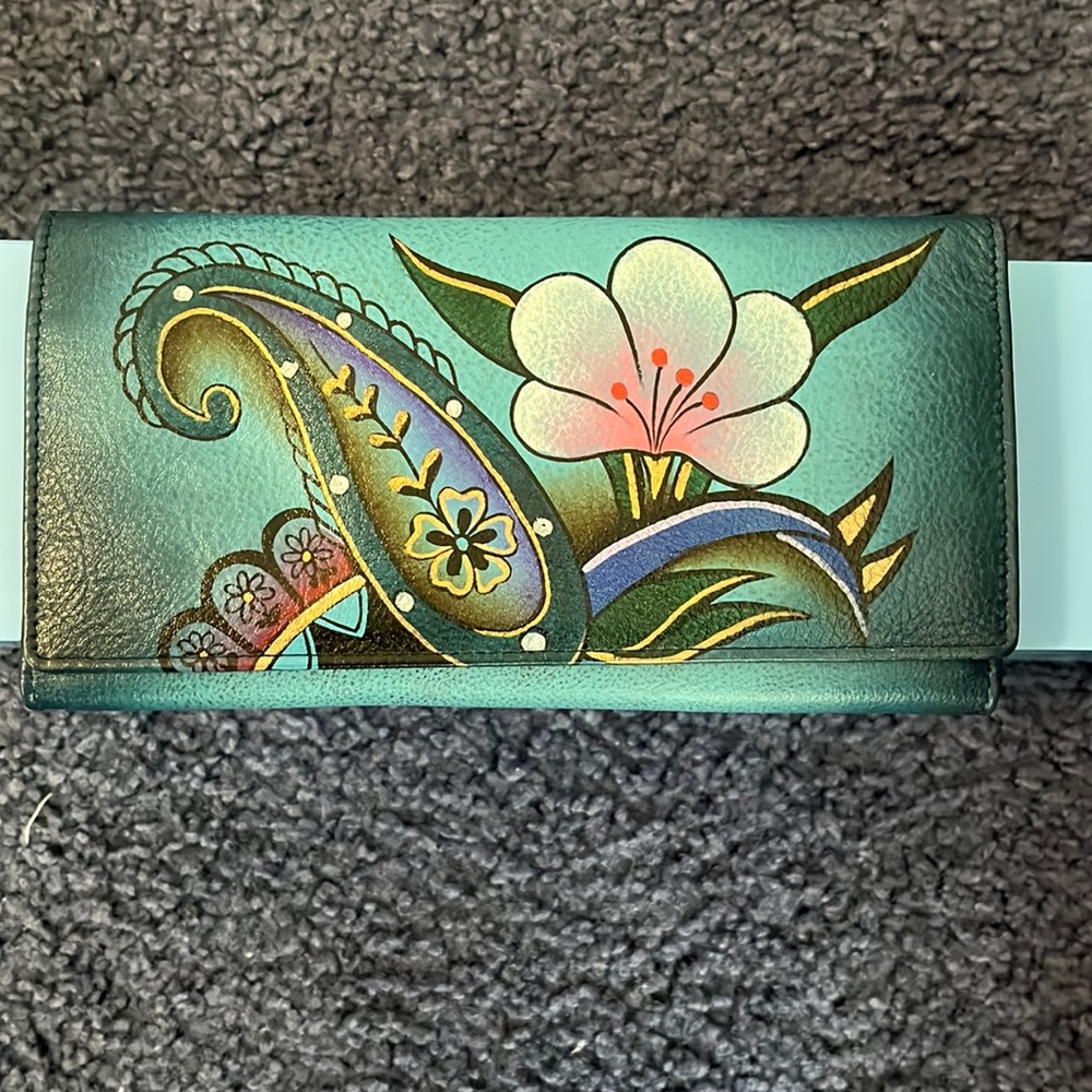 Anuschka blue Floral Wallet